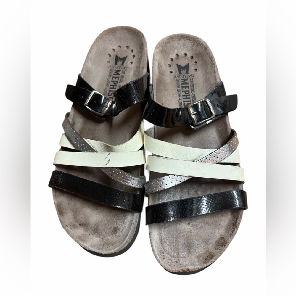 Merrell Multi-Strap Slide Sandals in Black and Cream